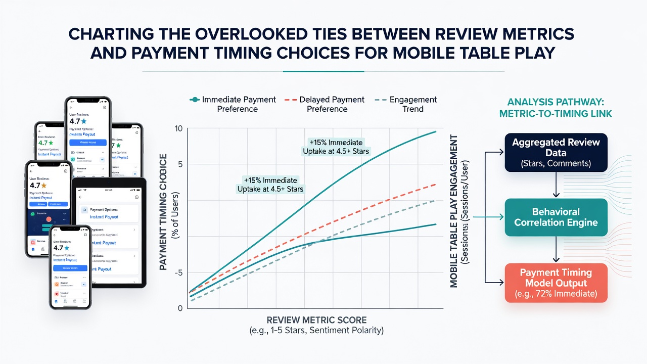Graph illustrating correlations between review scores and payment timing trends for mobile casino table games