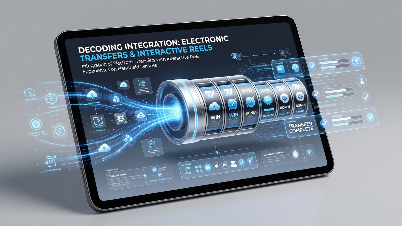 Close-up view of handheld screen showing synchronized payment confirmation and reel animation