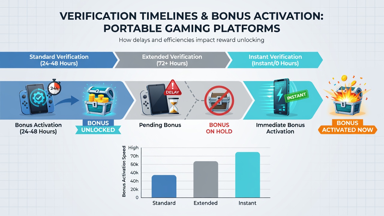 Dashboard view of bonus activation status across multiple portable devices with timeline indicators