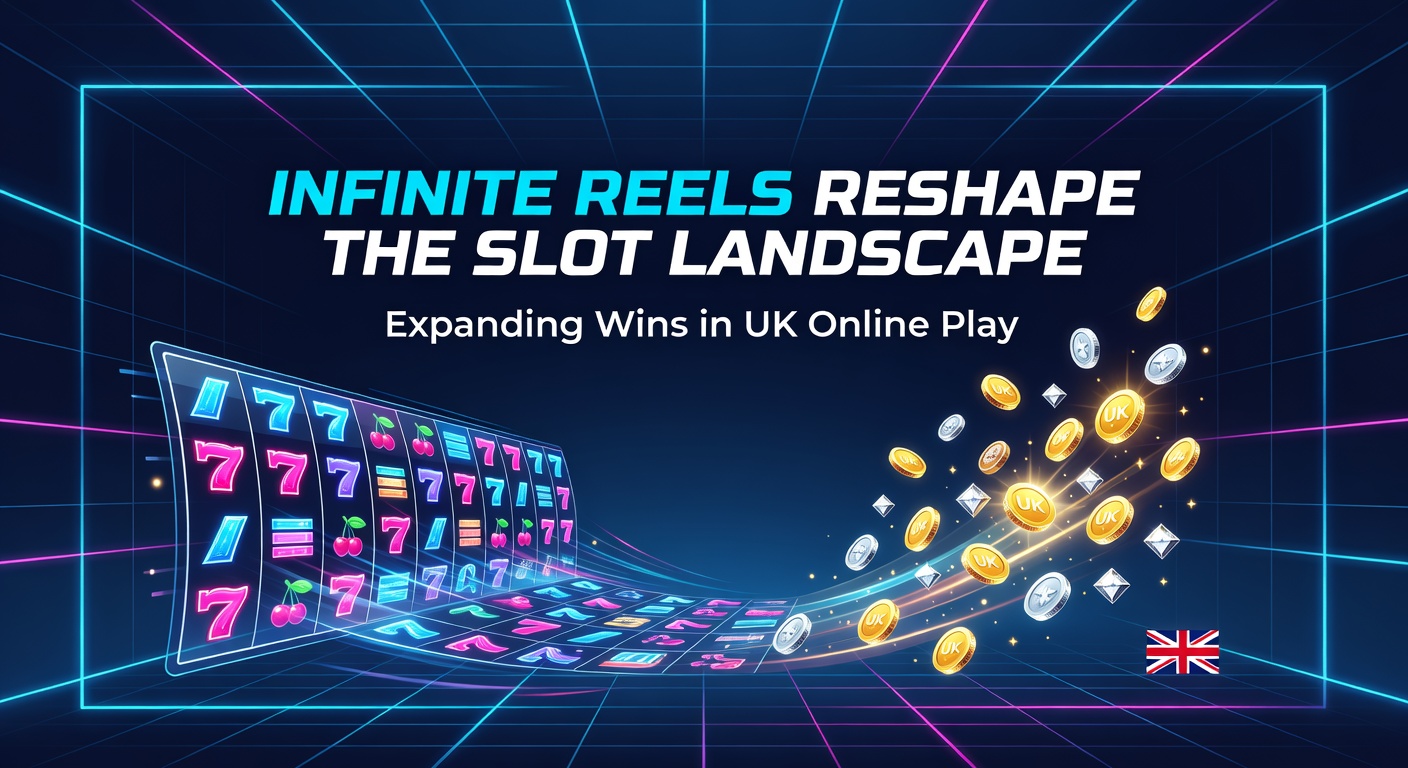 Dynamic infinite reels slot interface showing expanding grid with cascading symbols and massive win potential in a vibrant online casino setting