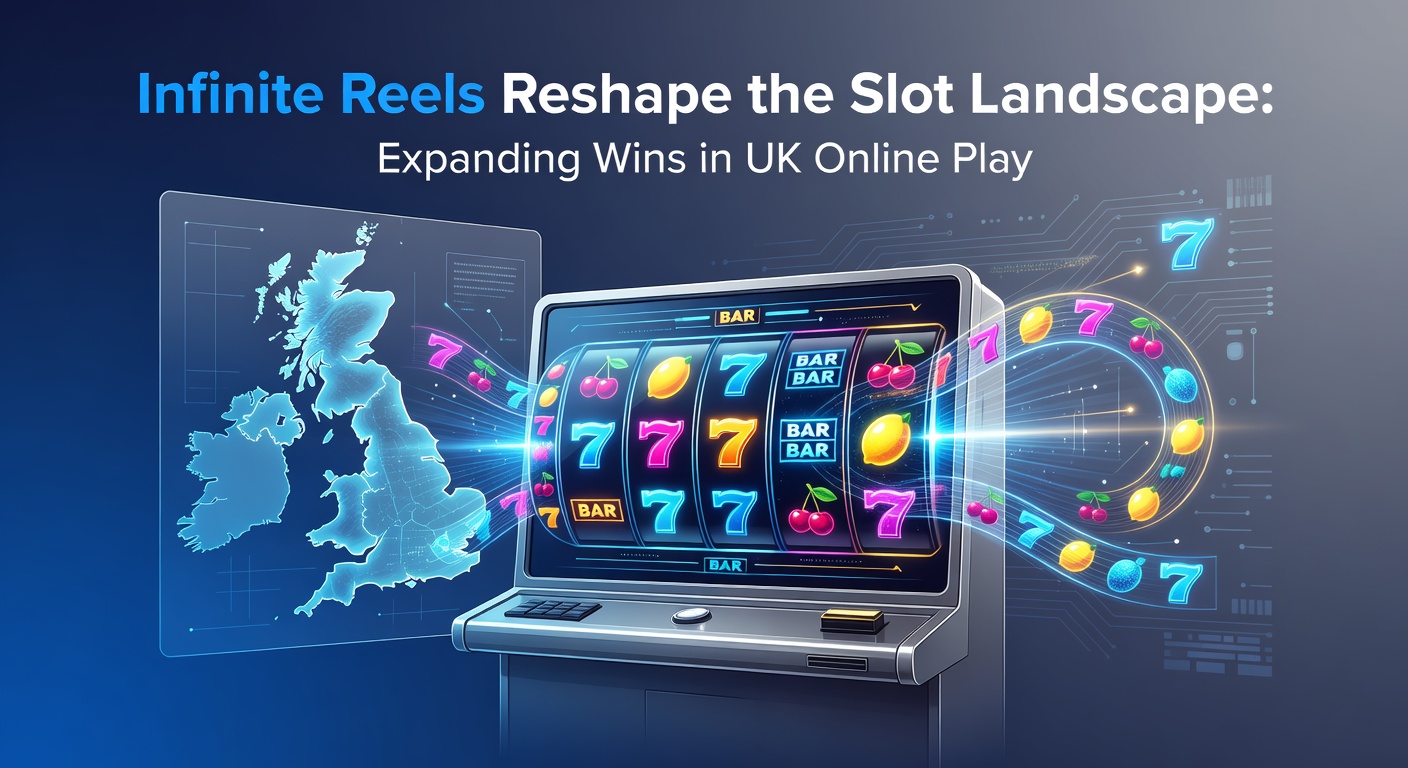 Explosive win screen from an infinite reels slot, featuring a massively expanded grid with glowing multipliers and cascading golden symbols amid a mystical backdrop