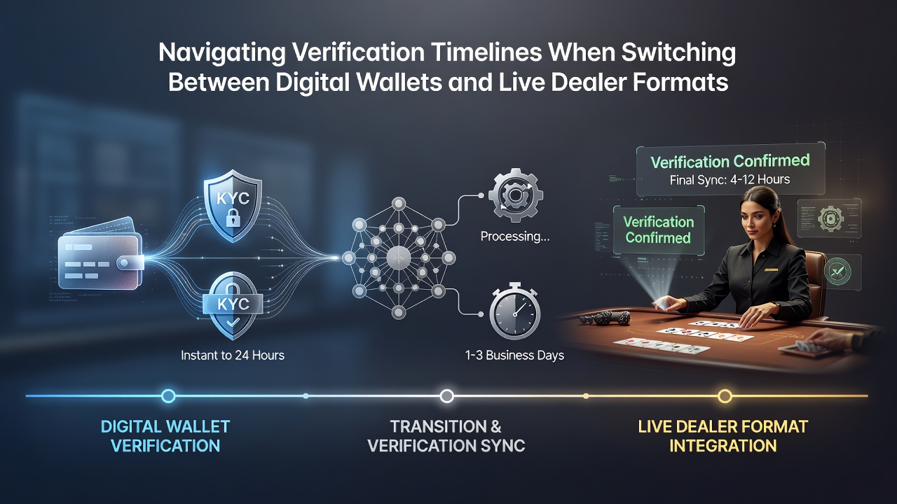 Screenshot showing live dealer table interface alongside wallet transaction verification checklist