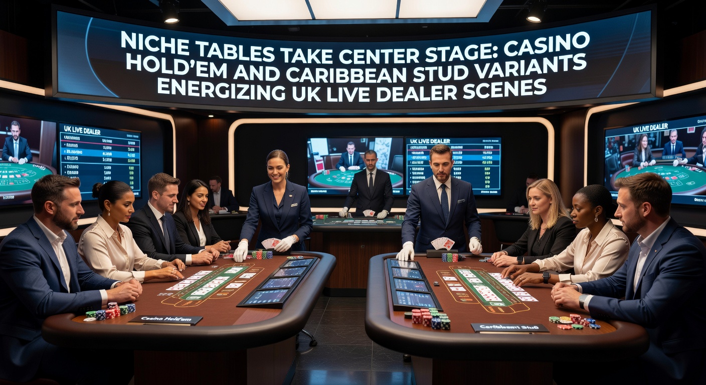Dynamic live dealer table featuring Casino Hold'em cards and chips in a high-energy UK online casino stream