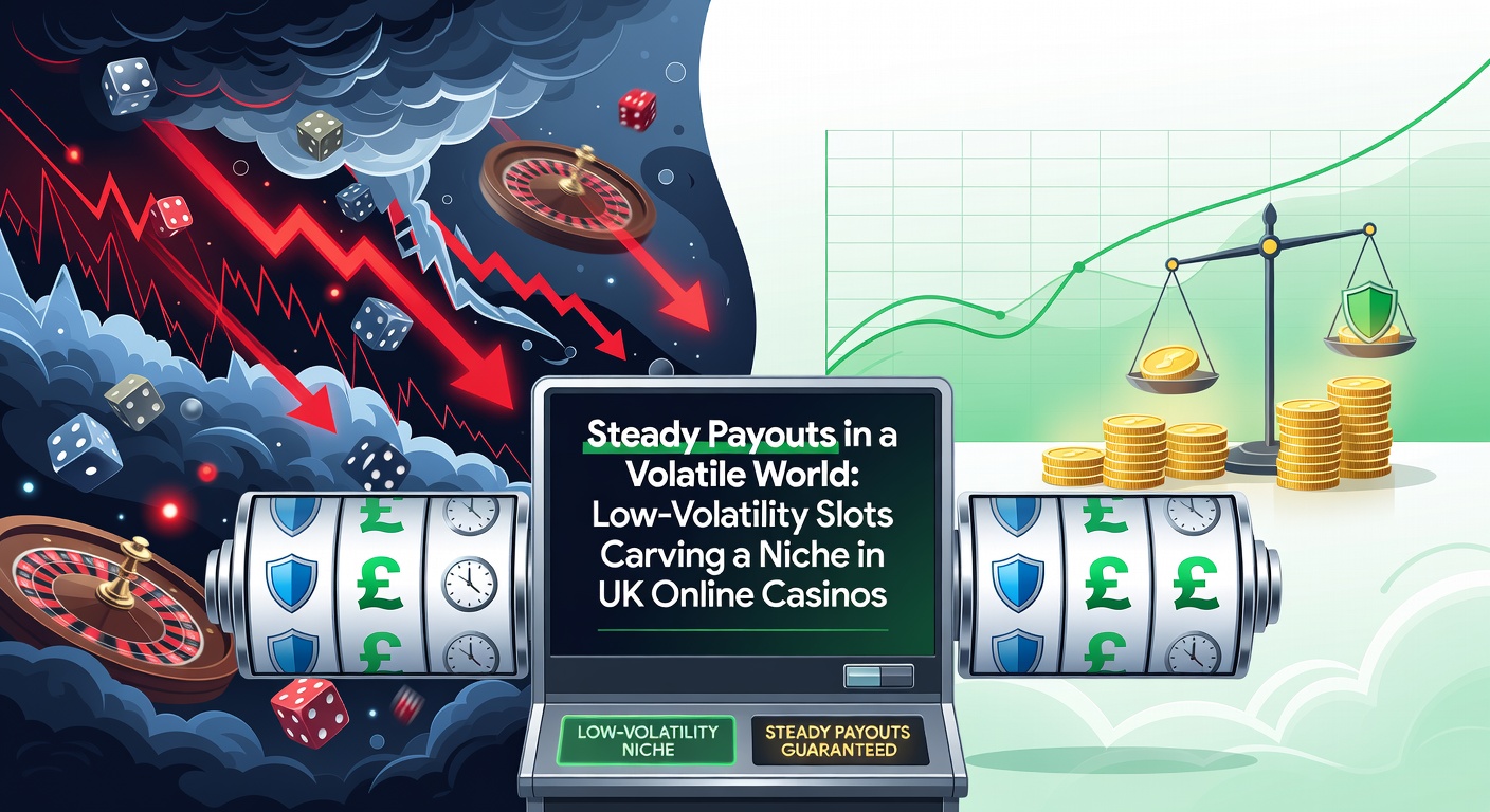 Graph charting rising popularity of low-volatility slots in UK casinos, with lines showing steady growth against volatile market backdrops