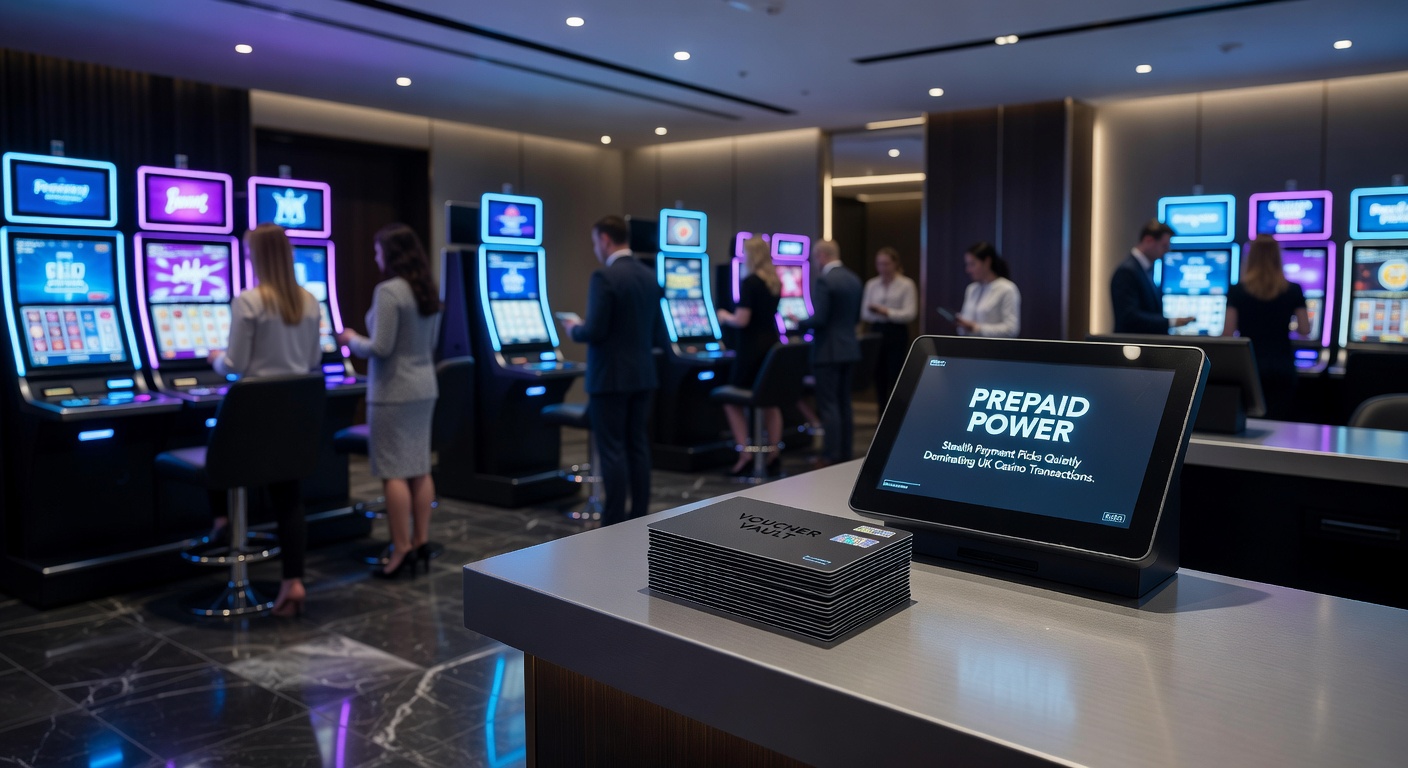 Dynamic graphic showing reloadable prepaid cards powering up casino accounts with lightning-fast transactions and secure locks