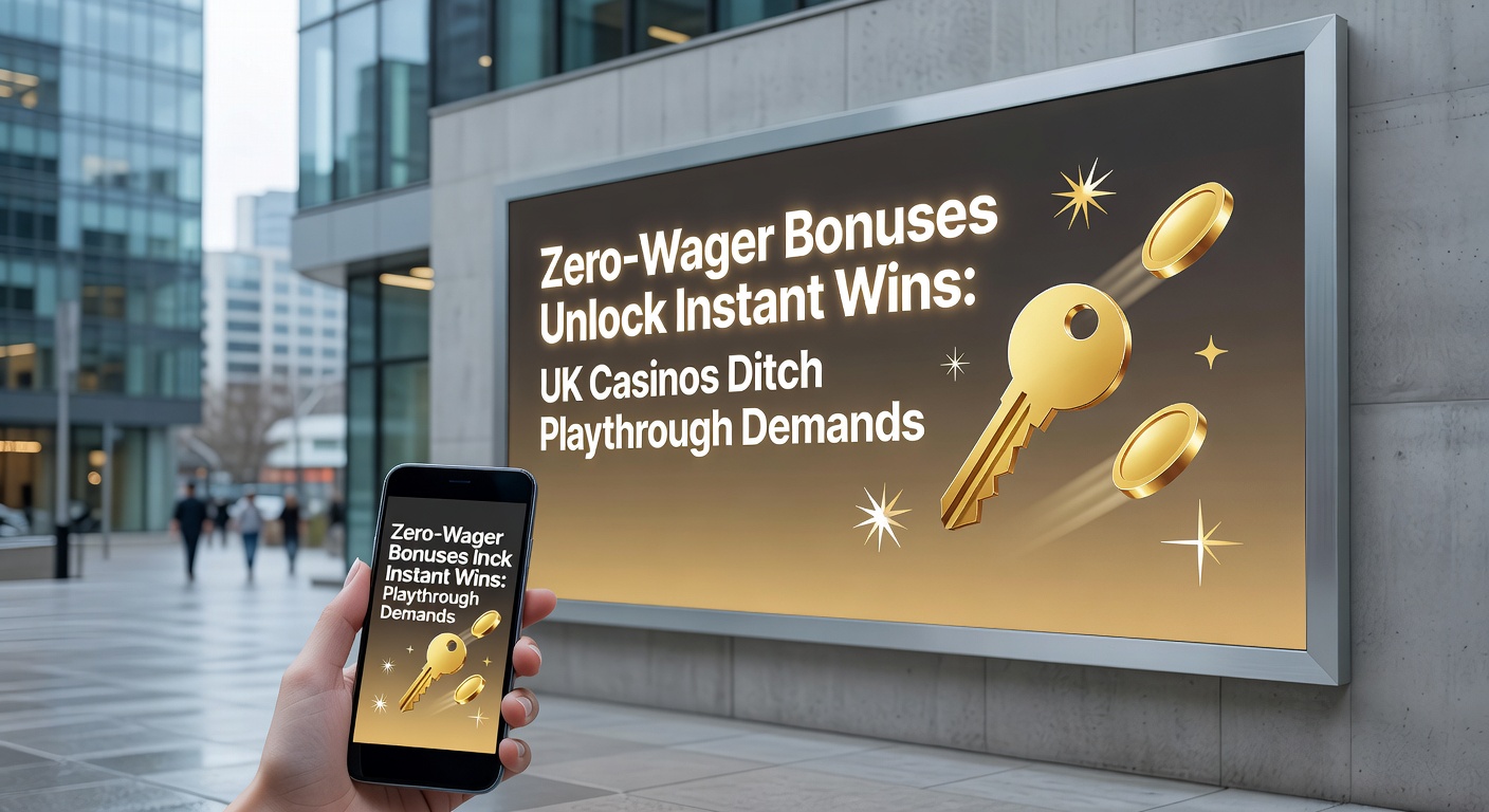 Vibrant graphic showing a slot machine jackpot spilling coins directly into a player's pocket, symbolizing zero-wagering bonuses in UK online casinos